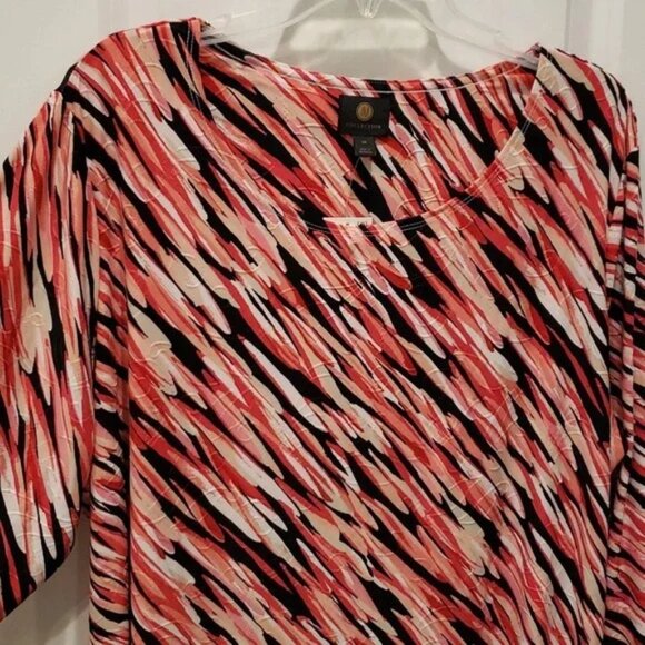 Bright Jacquard Blouse JM Collection Womens Plus Size 3X - Picture 1 of 11